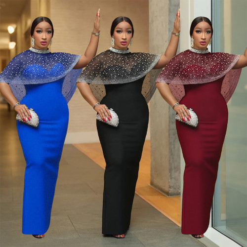 Beaded Cape and Maxi Evening Dress