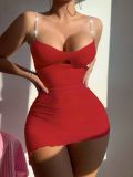 Mesh See-Through Nightdress Temptation Pearl Strap Bodycon Hollow Out Lingerie