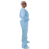 Solid Warm Lining Zipper Jacket and Wide Leg Pants Two Piece Tracksuit