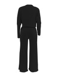 Ribbed Sleeveless Wide Leg Jumpsuit with Shrug Top Two Piece Set