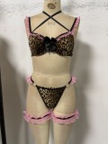Women Leopard Print Sexy Bra Pantie Lingerie Set