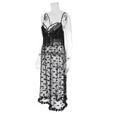Plus Sexy Lingerie Lace See-Through Heart Print Night Dress