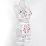 Women Sexy Lingerie Set Lace Embroidered Four-Piece Set