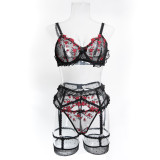 Women Sexy Lingerie Set Lace Embroidered Four-Piece Set