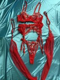 Women Sexy Lingerie Set Lace Embroidered Four-Piece Set