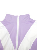 Patchwork Contrast Color High Waisted Sports Tracksuit
