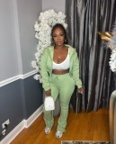 Winter Hooded Long-Sleeved Zipper Jacket and Casual Pants Two Pieces Tracksuit