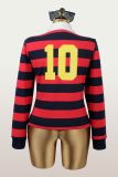 Women Stripes Turn Down Collar Polo Shirt