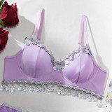 Women's Shell Tassel Sequin Sexy Skirt Three-Piece Lingerie Set
