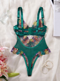 Sexy Embroidered See-Through Lace Bodysuit Teddy Lingerie