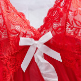 Women Red Camisole Dress Sexy Lingerie Set