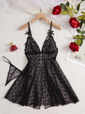 Sexy Lingerie See-Through Lace Camisole Nightdress and Panty Two-Piece Set