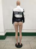 Print Vintage Detachable Baseball Jacket + Skirt 2PCS Set