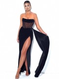Strapless Sexy Slit Maxi Evening Dress