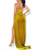 Strapless Sexy Slit Maxi Evening Dress