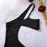 Sexy Lingerie Hollow Slash Shoulder Shiny Holiday Underwear Set