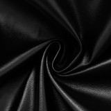PU Leather Sexy Ruched Strapless Corset Bodycon Dress