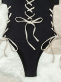 Sexy Beach Contrast Color Lace-Up Swimwear