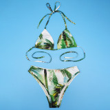 Sexy Beachwear Print Bikini swimwear with Cover-up Skirt Three-Piece Set