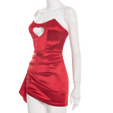 Red Ruched Sexy Strapless Keyhole Bodycon Club Dress