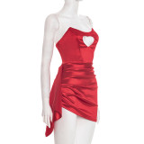 Red Ruched Sexy Strapless Keyhole Bodycon Club Dress