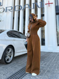 Fashion Hooded Zip Up Sports Wide Leg Jumpsuit