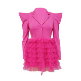 Mesh Splicing V Neck Layered Dress