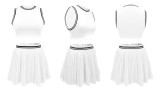 Casual Sleeveless Tank Crop Top and Pleated Skirt Two Piece Set