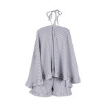Fashion Striped Halter Neck Loose Two Piece Shorts Set