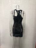 Patent PU Leather Sexy Tank Dress