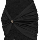 Sexy Lace Keyhole Sleeveless Slim Fit Slit Maxi Evening Dress