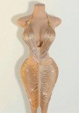 Sexy Tassel Draped Halter Plunge Neck Backless Club Dress