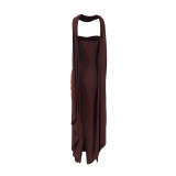 Elegant Solid Twisted Strapless Maxi Dress with Scarf