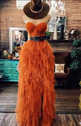 Elegant Strapless Slit Evening Dress(NOT including hat, belt)
