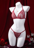Women Burgunry See Through Bra Pantie Sexy Lingerie Set