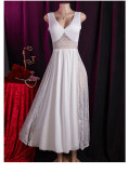 Women Black White Slip-On Nightgown