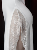 Women Sexy Lace Trim Slit Sexy Slip Maxi Dress Lingerie