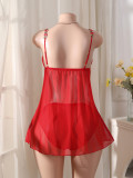 Women Sexy Mesh Floral Tie Front Nightgown Sexy Lingerie Set