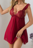 Sexy Lace V-Neck Ruffle Slip Nightgown for Women