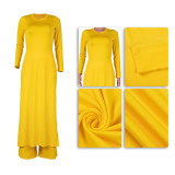 Yellow Long Slit Top and Pants Set