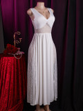 Women Black White Slip-On Nightgown