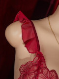 Sexy Lace V-Neck Ruffle Slip Nightgown for Women