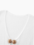 Sexy V-Neck Hollow Knitting Cover-Up Beach Dress
