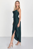 Satin Halter Belt Slit Holiday Dress（Processing time 3-6 days）