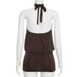 Sexy Halter Neck Backless Mini Dress