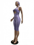 Stylish Polka Dot Halter Neck Cutout Low Back Rompers