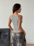 Y2K Sexy Grey Adjustable Straps Cami Top