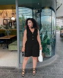 Fashion Two Piece Outfit Matching Vest Shorts Set