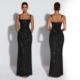 Sexy Strap Lace-Up Bodycon Maxi Evening Dress