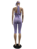 Stylish Polka Dot Halter Neck Cutout Low Back Rompers